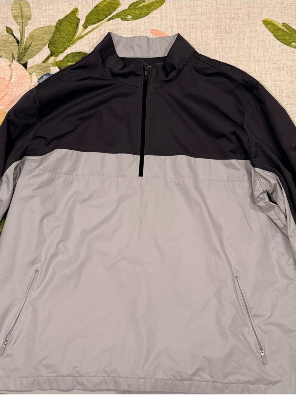 Nike Men’s Two-Tone Quarter-Zip Windbreaker - Black & Light Gray